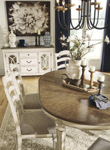 Signature Design by Ashley Realyn French Country Oval Dining Room Extension Table, Chipped White Signature Design by Ashley