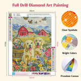 MISCER Dogs Diamond Art Kits for Adults, Flowers Diamond Painting Kits for Beginners, 5D Full Drill Round Paint with Diamonds Pictures, Gem Art Painting DIY Crafts Kit Decor 12x16inch MISCER