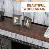 HOMCOM 48 Inch Fireplace Mantel, Floating Farmhouse Solid Fir Wood Shelf, Handmade Heavy Duty Wall Mounted Shelf, with Metal Bracket, Walnut Brown HOMCOM