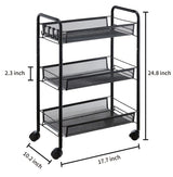 JANE EYRE 3-Tier Rolling Utility Storage Rack Cart on Wheels, Trolley Craft cart, Multi-Purpose Organizer Shelf, Black JANE EYRE