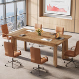 Tribesigns 5FT Conference Table for 6 People, 62-Inch Rectangular Meeting Table with Thicken Tabletop and Heavy Duty Legs, Modern Seminar Boardroom Desk for Office Conference Room (Rustic Brown) Tribesigns