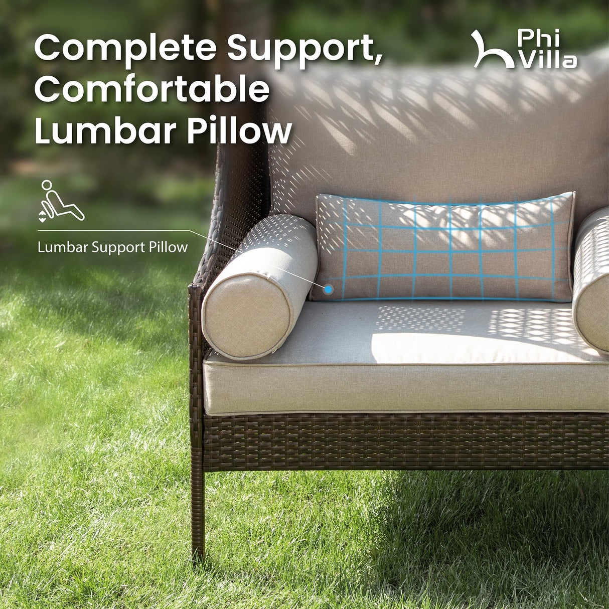 PHI VILLA Outdoor Wicker Egg Chair, Oversized Lounge Chair with Cushion, Large Brown Basket Rattan Chair for Patio, Porch, Garden, Balcony, Indoor PHI VILLA