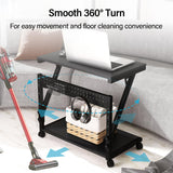 Faesun Computer Tower Cart - Height Adjustable PC Stand, 2-Tier ATX-Case CPU Holder Home Office Gaming Desk Accessories with Rolling Lockable Wheels, Laptop Table Standing Computer Desk, Rustic Black Faesun