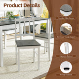 MU 5 Piece Dining Table Set for 4, Rectangular Wood Kitchen Table Chairs Set with Rubber Wood Legs, Space-Saving Farmhouse Dinette Set for Small Space, Dining Room, Apartment, Grey+White MU