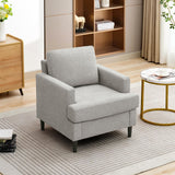 Weture Mid-Century Accent Chair,Modern Linen Fabric Armchair for Living Room,Comfy Upholstered Reading Accent Chairs for Bedroom,Single Sofa Chair with Wood Legs (Light Grey, 1 Pack) Weture