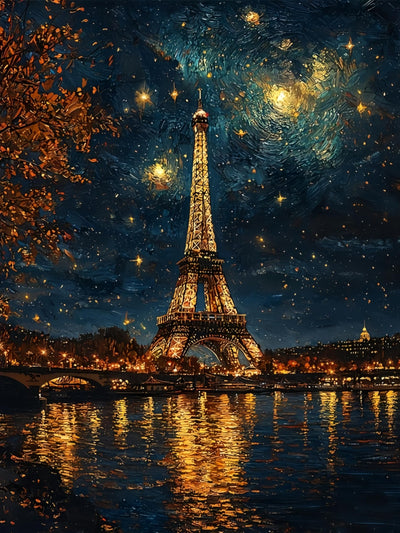 5D Diamond Painting Kits for Adults, Landscape Eiffel Tower Diamond Art Kits for Adults Beginner, DIY Full Drill Diamond Dot Gem Painting for Home Wall Decor 12x16inch
