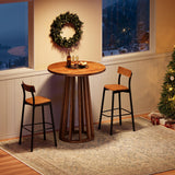 LITTLE TREE Round Bar Table, 37.6 inch H Farmhouse Wooden Bistro Pub Table with Solid Wood Legs, Small Pub Cocktail Tables for Dining, Cafe, Living Room, Apartment, Balcony LITTLE TREE