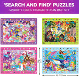 QUOKKA Princess Puzzles for Kids Ages 4-6 - Toddler Puzzles Ages 3-5 - 4-Pack 60 Piece Search and Find Jigsaw Puzzle 6-8 - Unicorn Mermaid Fairy Puzzle for Girls - Learning Educational Toy for 5 Year QUOKKA