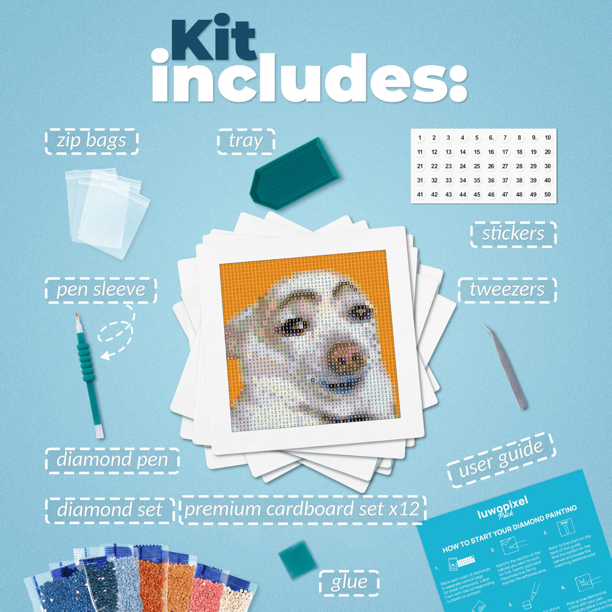 LuwoArte 12 Pack Diamond Painting Kits for Adults – Featuring Funny Meme Dogs Designs – Full Drill DIY Paint Gem Art for Adults – Brilliant 5D Diamond Painting Kit – Relaxing Craft for Home Wall Décor LuwoArte