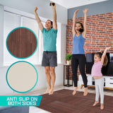 Yes4All 12,24,36 SQ.FT Wood Grain Puzzle Exercise Mat Protective Flooring, EVA Interlocking Foam Floor Tiles with Border for Home Yes4All