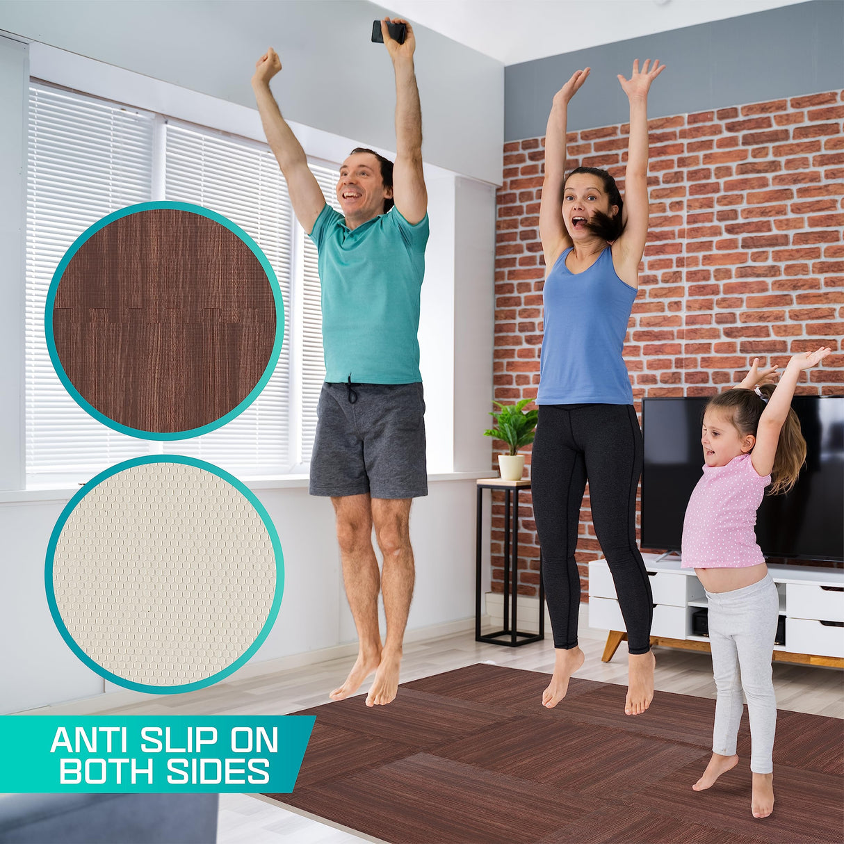 Yes4All 12,24,36 SQ.FT Wood Grain Puzzle Exercise Mat Protective Flooring, EVA Interlocking Foam Floor Tiles with Border for Home Yes4All