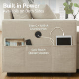 ODIKA U Shaped Convertible Sleeper Sofa Bed, Sectional Couch for Living Room - Dual USB-C Charging, Pull Out Bed, Reversible Chaise with Storage & Pockets, Removable & Washable Beige Linen Covers ODIKA