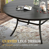 VICLLAX 11 Pieces Patio Dining Set for 10, Outdoor Furniture Set Includes 60" Round Outdoor Table and 10 Lawn Stackable Chairs, Black Tabletop and Red Fabric VICLLAX