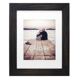 Malden 11x14 Distressed Wood Matted Picture Frame, Made to Display 8x10 with Mat, Without Mat, Black Malden