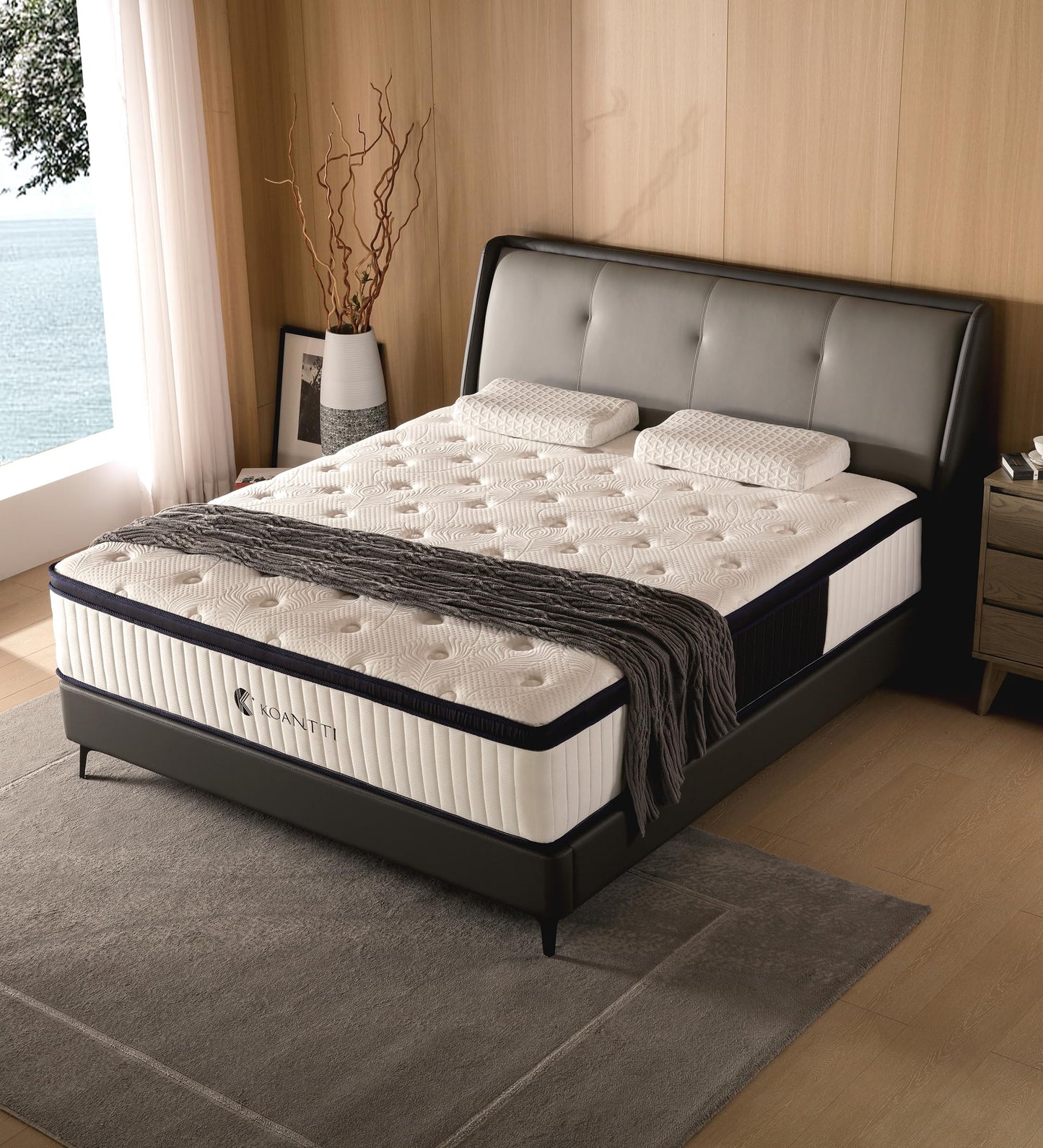 KOANTTI Full Size Mattresses,10 Inch Hybrid Full Mattress in a Box with Memory Foam & Individual Pocket Spring for Edge Support,Pressure Relief,Medium Firm White Full Mattress,CertiPUR-US.