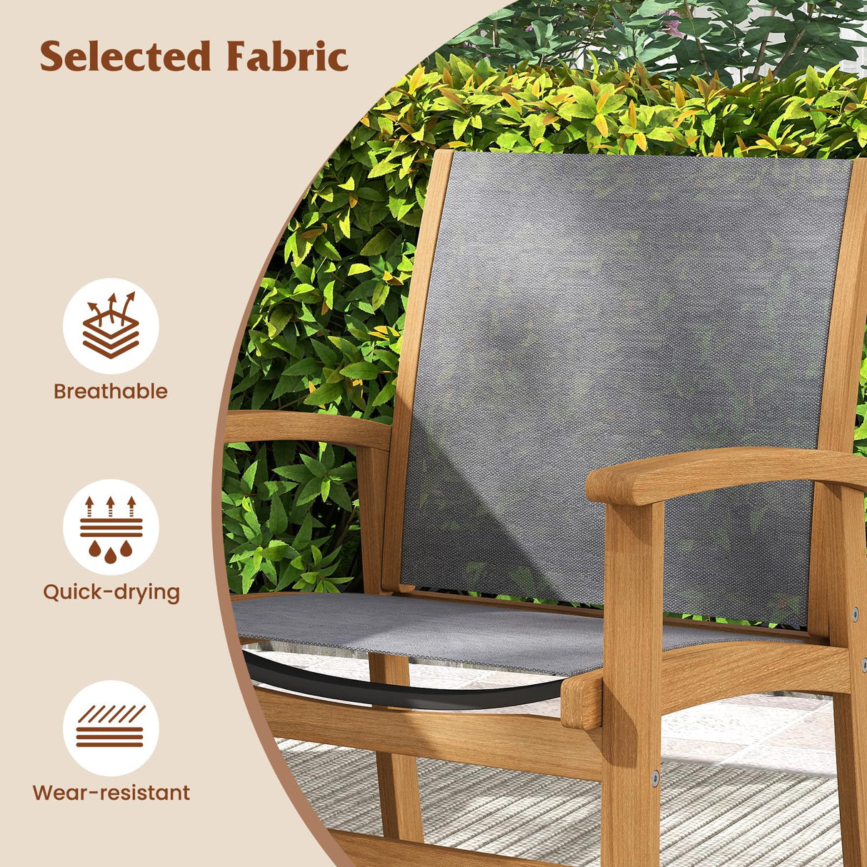 Tangkula 9 Pieces Acacia Wood Patio Dining Set for 6-8, Outdoor Expandable Table and Chairs Set with 1.97" Umbrella Hole and Breathable Fabric for Garden, Lawn, Yard and Poolside Tangkula