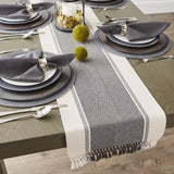 DII Dobby Stripe Woven Table Runner, 13x72 (13x77.5, Fringe Included), Mineral Gray DII