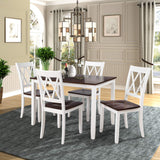Merax Dining Table Set for 4, Dining Room Set, Kitchen Table Sets, Wood Dining Table and Chairs Set, Dining Set for Dining Room/Kitchen Room/Small Spaces, Cherry+White Merax