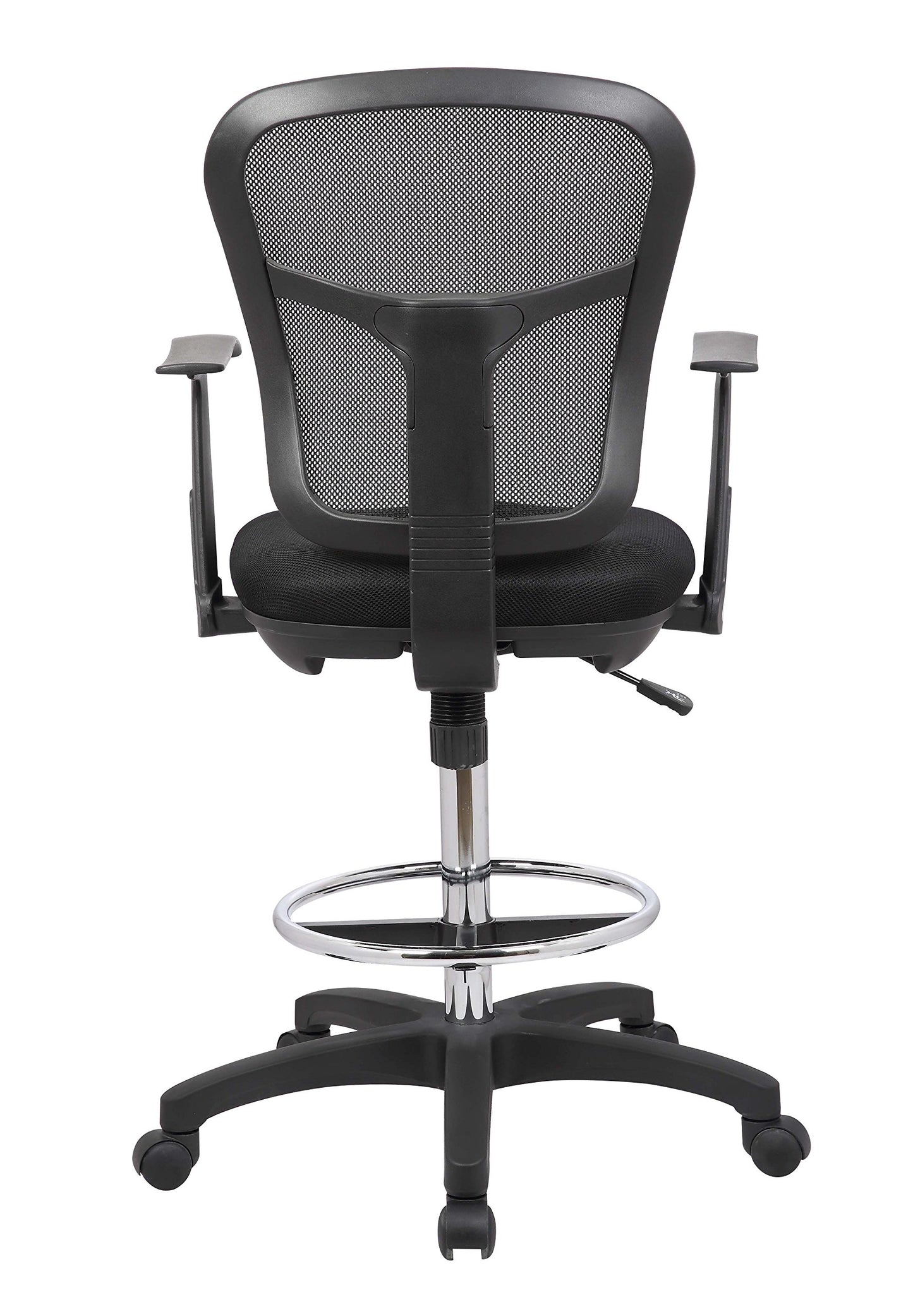 OfficeFactor Drafting Chair Tall Office Chair with Arms Executive Ergonomic Standing Desk Chair with Anti Scratch Wheels and Footrest - WoodArtSupply