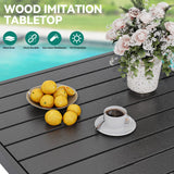 YITAHOME Stackable Patio Dining Set for 6, Breathable Outdoor Dining Set w/55 Aluminum Patio Table & 6 Stackable Patio Chairs Set, All Weather Outdoor Patio Dining Set for Backyard Deck Porch, Black YITAHOME