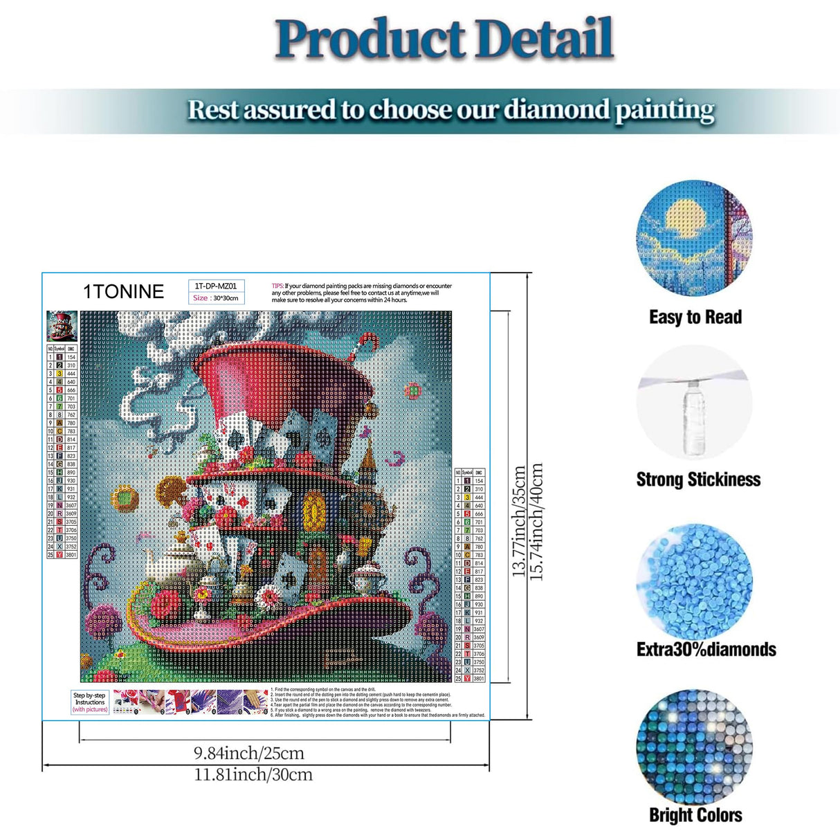 1tonine DIY 5D Fantasy Hat Diamond Art Kits for Adults-Playing Cards Full Drill Round Diamond Dots Paint by Numbers Kit-Red Hat Diamond Painting Gem Arts and Crafts for Home Decor and Gifts 1tonine