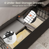 LARMACE Queen Size Upholstered Bed Frame with Storage Velvet Platform Tufted Bed Frame with 4 Drawers and Headboard, Wood Slats Support, Easy Assembly, Noise-Free, Black LARMACE