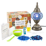 KRAFTSTORIES Turkish Mosaic Lamp Kit DIY Glass Decorative Table Bedside Night Light Tabletop for Living Room Bedroom | Make Your Own Lamp | Antique Bronze Base (Blue) KRAFTSTORIES
