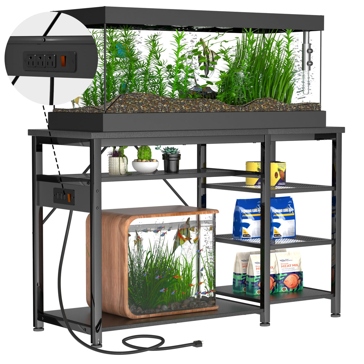 55-75 Gallon Fish Tank Stand: Heavy Duty Aquarium Stand with Power Outlets and Cabinet for Fish Tank Accessories Storage - Metal Frame, 1200LBS Capacity, Suitable for Fish & Reptile Terrariums Keelian