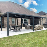 PURPLE LEAF Outdoor Louvered Pergola 11.4' x 23.3' Patio Aluminum Oversize Perogla with String Lights Independent Adjustable Roof for Outdoor Deck Garden Patio PURPLE LEAF