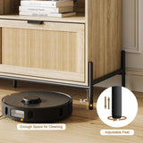 TV Stand for 75 inch TV, Entertainment Center with Storage, 65 Inch TV Console Table with 3 Drawers, Rattan Media Console Cabinet with Metal Legs, Wooden TV Stands for Living Room, Bedroom - Oak IDEALHOUSE