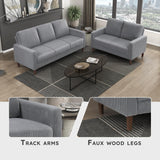 Lexicon Modern Sofa, Corduroy Fabric Upholstered Living Room Sofa, Couch with Brown Legs, Track Arms, Comfy Couch for Living Room/Bedroom/Apartment, 3-Seater, Gray Lexicon