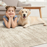 Soalmost Washable Area Rug 8x10, Large Soft Rugs for Living Room Vintage Beige Carpet 8x10 Area Rugs for Bedroom Dining Room Non-Slip Stain Resistant Under Table Rug Soalmost