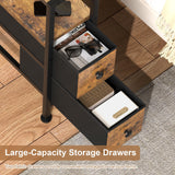 Small Narrow Side Table with Drawers, Skinny End Table for Small Spaces, Slim Nightstand with Storage, Sofa Bedside Table in Living Room, Bedroom, Study, Kitchen and Balcony (Rustic Brown) Homedawn