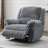 Comfort Stretch Grey Power Recliner Chairs for Living Room Faux Fur Electric Recliners Chair with USB Port Soft Fabric Overstuffed Single Reclining Chair Theater Seating Comfort Stretch