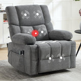 IOMOR Power Recliner Chair with Massage and Heating, 360° Swivel Rocker Glider Chair for Adults, Upholstered Fabric Reclining with Side Pockets and Cup Holder for Living Room, Nursery (1, Gray) IOMOR