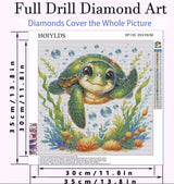 HOIYLDS Cute Turtle Diamond Painting Kits for Adults - Diamond Art Kits for Adults Beginner, DIY Full Drill Diamond Dots Paintings with Diamonds 5D Gem Art and Crafts Home Wall Decor 14x14inch HOIYLDS
