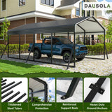 DAUSOLA Carport 12x20 FT Heavy Duty Carports Canopy with Updated Frame Structure Galvanized Steel Roof and Enhanced Base, Metal Carport Garage for Pickup, Boat, Car and Tractors DAUSOLA