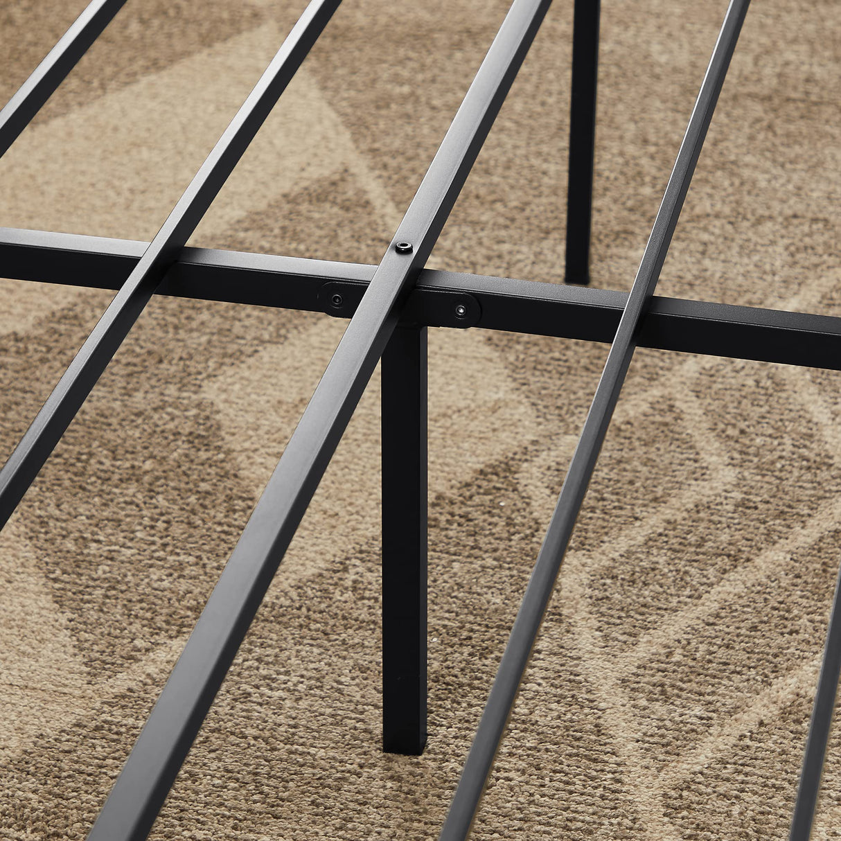 VECELO Industrial Queen Size Platform Bed Frame with Wooden Headboard - Sturdy, No Box Spring Needed, Brown VECELO