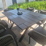 PURPLE LEAF 7 Pieces Patio Dining Set Wicker Outdoor Furniture Rectangular Table and Chairs Set for Garden Deck Aluminum Frame Backyard Kitchen Set, Cushions and Pillows Included Grey PURPLE LEAF