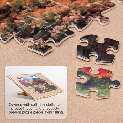 Tektalk Rotating Jigsaw Puzzle Table with Integrated Adjustable Stand/Bracket and Removable Cover, 3-Tilting-Angle Wooden Plateau Portable Puzzle Board with 4 Sorting Drawers, for Up to 1500 Pieces