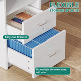 YITAHOME Computer Desk with Drawers, 47.2" Office Desk with Power Outlets & LED Light, Home Office Desk with Storage Shelves, White YITAHOME