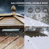 YITAHOME Gazebo 12x14ft Hardtop Heavy Duty Double Roof Outdoor Upgraded Galvanized w/Nettings Curtains Steel Combined of Horizontal Vertical Stripes Roof for Patio, Backyard, Deck, Lawn (Bronze) YITAHOME