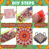 Purpeak 8 Pcs Diamond Coasters Diamond Painting Coasters DIY Mandala Kits with Holder Square Boho Paisley Art 5d Kits for Beginners Adults Craft Purpeak