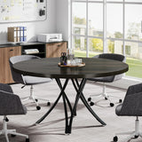 Tribesigns 47" Round Conference Table, Modern Business Meeting Table for Office Conference Room (Black) Tribesigns