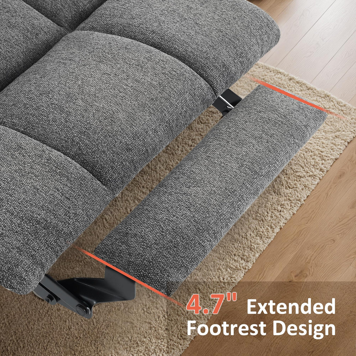 MCombo Power Lift Recliner Chair with Extended Footrest for Elderly People, Fabric 7287 (Dark Gray, Medium-Regular) MCombo