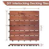 PrimeZone 27 PCS FSC Certified Acacia Wood Interlocking Patio Deck Tiles - 12" x 12" Indoor Outdoor Waterproof Flooring Tiles for Balcony, Backyard, Garden & Poolside, All Weather Use, Brown PrimeZone