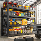 Bepatio 11000LBS Garage Shelving Heavy Duty, 72" H Storage Shelves Adjustable 4-Tier Metal Shelves, Industrial Shelving for Garage,Shop, Warehouse, Basement, Commercial, 72" H× 60" W × 24" D, Black Bepatio