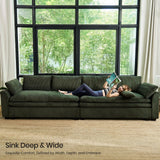 Belffin Large Modular Sectional Sofa with Deep Chaise, 104" Corduroy L Shaped Couch with 9" Soft Dual-Layer Seats Cushion for Living Room, Apartment, Green Belffin