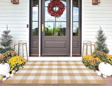 Khaki and White Outdoor Rug 3'x5', Fall Outdoor Porch Rug Cotton Woven Washable Farmhouse Indoor Outdoor Doormat for Front Porch Hello Welcome Layered/Entryway/Bedroom/Living Room/Patio KIhipIoe