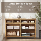 Zenflare Dresser for Bedroom 8 Drawer Wood Dresser 56.3" Wide, Large Storage Chest of Drawers for Bedroom, Living Room, Hallway, Entryway, Modern TV Stand Drawer Organizer, Natural Zenflare